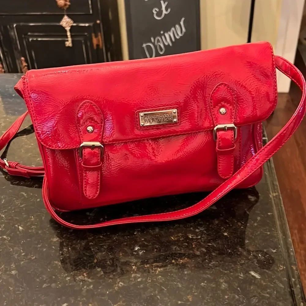Red Patent *Kenneth Cole* Crossbody Shoulder Bag EUC